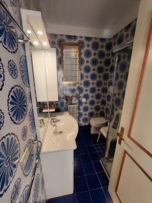 Regadera, secadora de cabello, bidet, toallas 