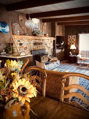 تلفزيون، مدفأة، مشغل دي في دي، كُتُب