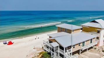 On the beach, beach towels