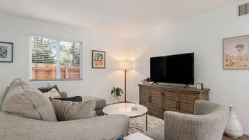 Condo, Multiple Beds, Patio | Living room | 40-inch TV with digital channels