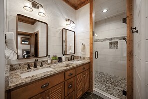 Bathtub, hair dryer, towels