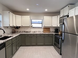 Fridge, microwave, oven, stovetop - Lakeside Retreat with Dock/Porch/Firepit/Beach (Fort McCoy)