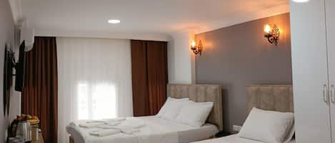 Premium bedding, down duvets, soundproofing, free WiFi