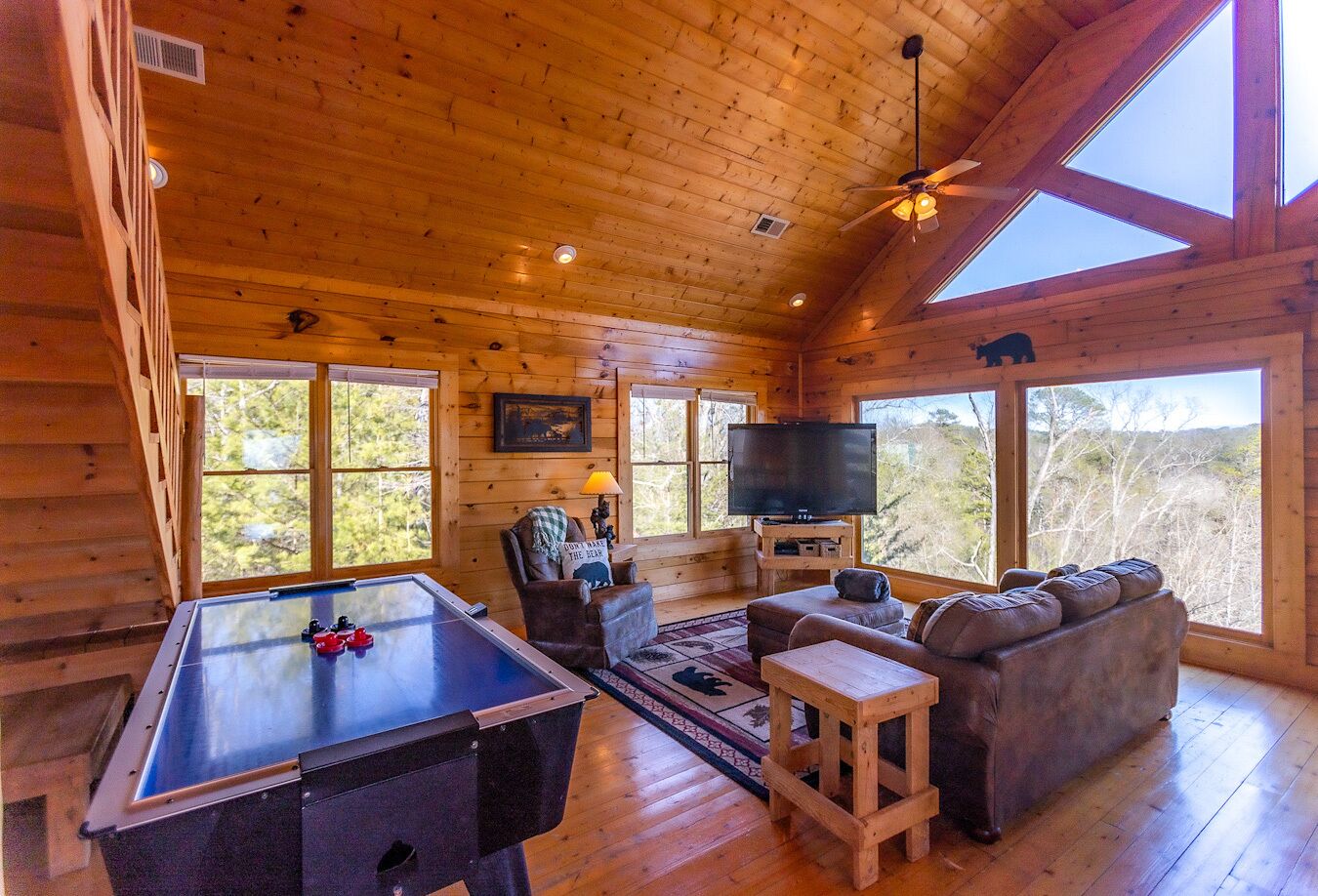 Smart TV, fireplace, video games, table football