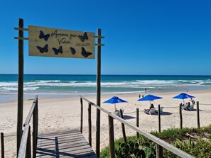 On the beach, white sand