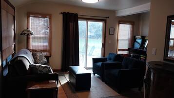 Älytelevisio, takka, kirjoja, stereot