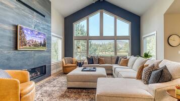 Smart TV, fireplace, foosball, table tennis