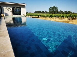 A modern house with a swimming pool.