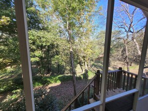 Enjoy a serene view of the lush garden from the comfort of your room.