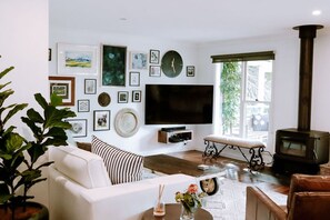 Smart-tv, pejs, bordtennisbord, stereoanlæg