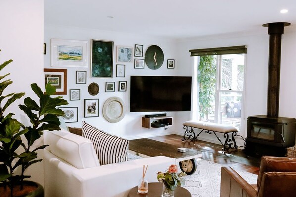 Smart-TV, Kamin, Tischtennisplatte, Stereoanlage