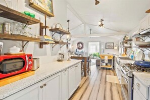 Fridge, microwave, oven, stovetop - Lakeview retreat with beach access. Stylish home just steps from Deep Run Beach. (Canandaigua)