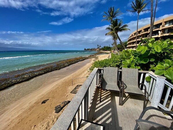 On the beach, beach towels - Oceanfront with A/C Remodeled Amazing Views of Whales (Lahaina)