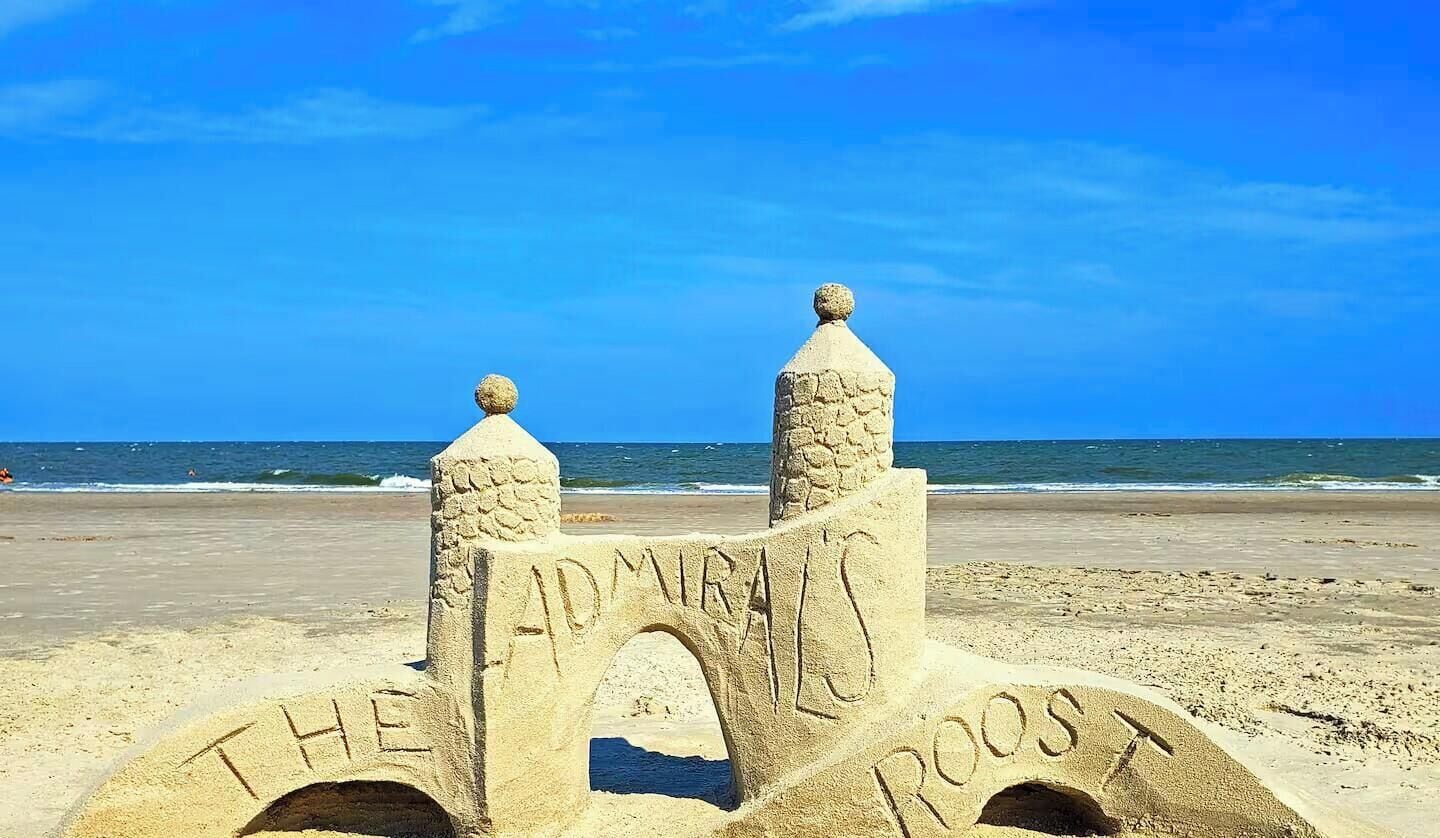 On the beach, sun loungers