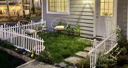 Cute private cottage with the fenced yard shared patio, hot tub and a fire place