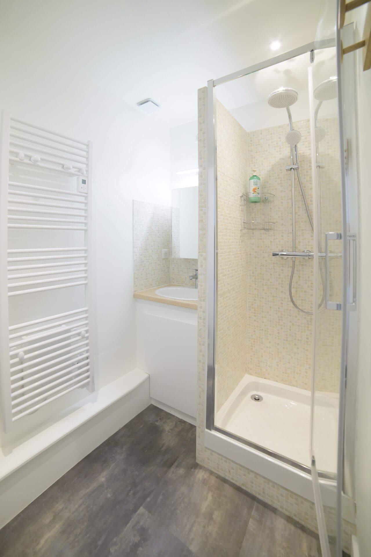 Shower, eco-friendly toiletries, hair dryer, towels
