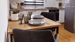 Superior Apartment, 1 Bedroom, Non Smoking | Private kitchen | Full-size fridge, oven, stovetop, cookware/dishes/utensils - ina's apartment (Corfu)