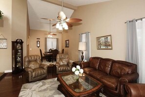 Een televisie, een open haard, een dvd-speler en boeken