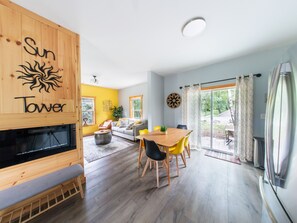 Smart TV, fireplace, video games, books