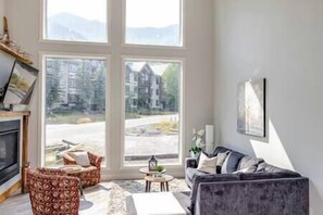 TV, fireplace, video game console