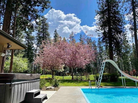 Outdoor pool, a heated pool. CdA Hotspot - Hot Tub, Pool, & Sauna