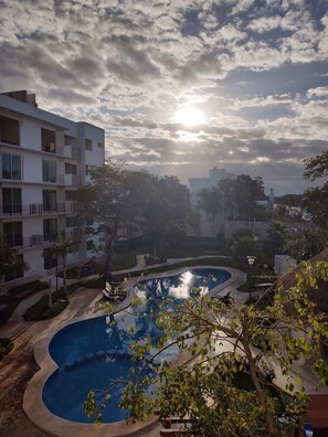 Appartement, 2 chambres, balcon, vue sur le jardin | Vue depuis lâhĂ©bergement