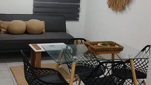 Apartment, 2 Bedrooms, Patio, Garden View | Living room | Flat-screen TV - Dreamy Apartment Hoestel Perla! (Tulum)