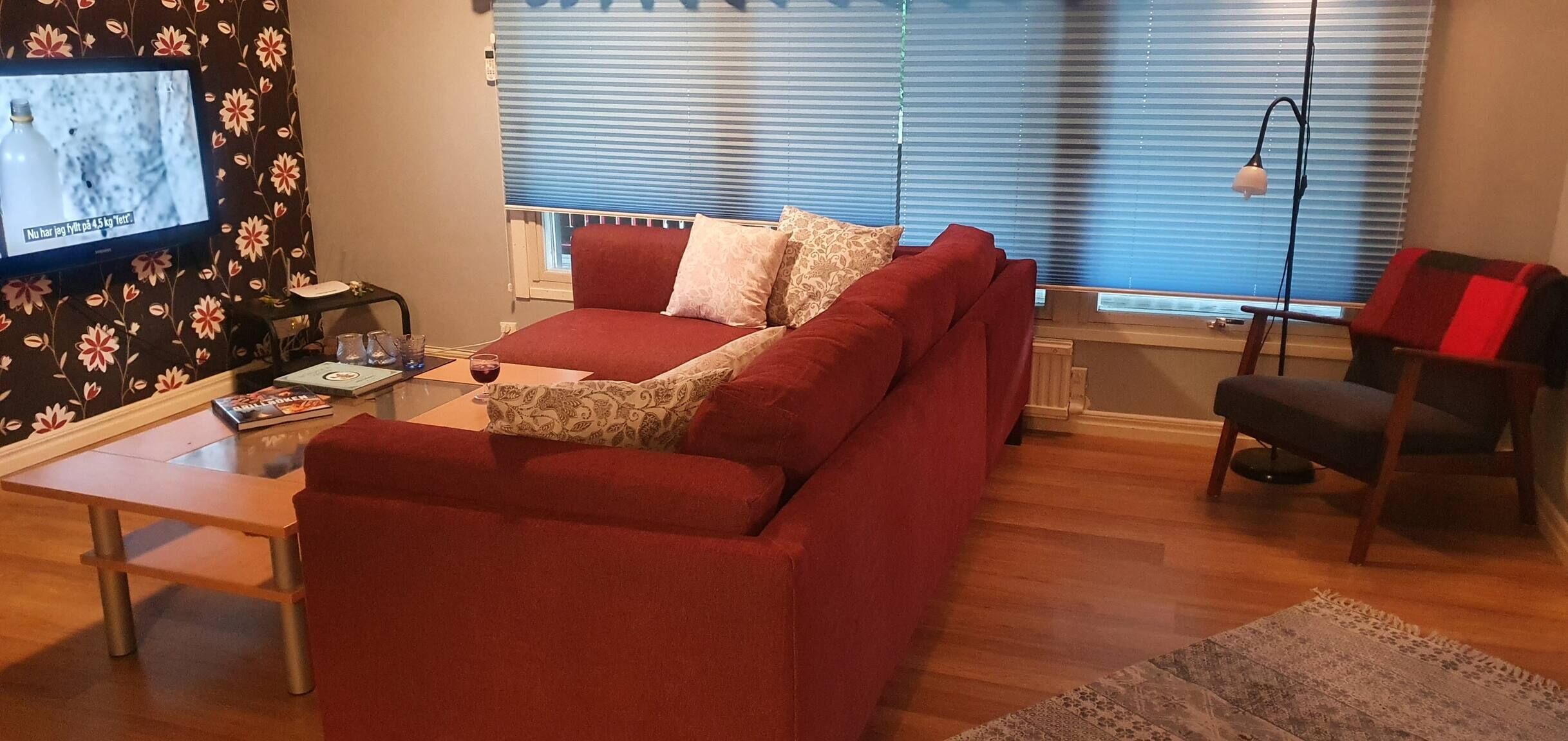 Cabin, 2 Bedrooms, Terrace, Garden View | Living room | TV, fireplace, books