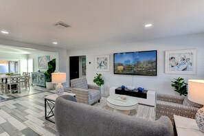 Smart TV, foosball, books