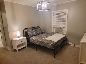 1 bedroom, desk, iron/ironing board, travel cot