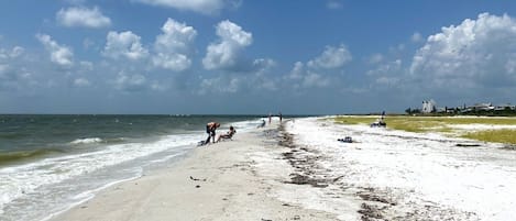 靠近海滩、沙滩椅、沙滩毛巾