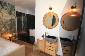 Suite estudio de lujo, 1 habitación | Sábanas de algodón egipcio y ropa de cama de alta calidad