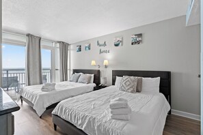 Studio, 2 Queen Beds, Balcony, Oceanfront (604B) | Individually decorated, individually furnished, free WiFi, bed sheets
