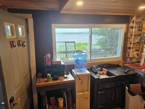 Fridge, microwave, oven, stovetop - Lake House on Great Moose Lake with dock, swimming area, boat landing, and more! (Hartland)