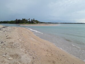 Plage à proximité, chaises longues, serviettes de plage