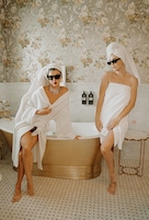 Hot Springs | Bathroom | Deep soaking tub, rainfall showerhead, hair dryer, bathrobes