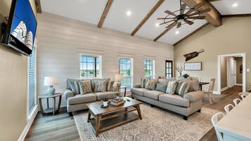 Smart TV, foosball, books