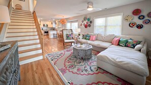 House, 4 Bedrooms | Living room | 40-inch flat-screen TV with cable channels, TV - Seasaw Cottage by Sea Scape Properties (Wrightsville Beach)