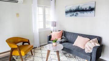 Smart TV, lareira, livros