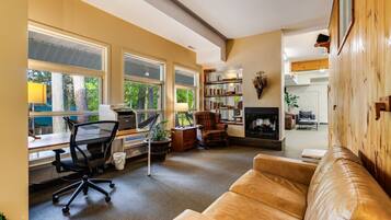 Smart TV, fireplace, video games, books