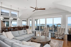 TV, fireplace, DVD player, table football - Queen Elizabeth - Oceanfront + Private Heated Pool (Nags Head)