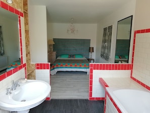 Bathtub, hair dryer, bidet, soap