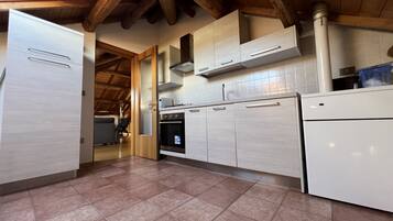 Fridge, oven, stovetop, coffee/tea maker