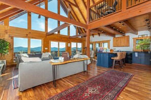 Smart TV, fireplace, DVD player, books
