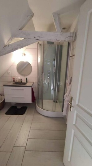Bathtub, hair dryer, toilet paper