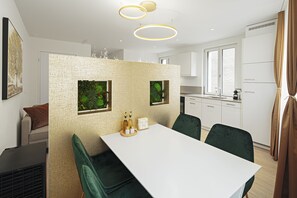 In-room dining - VISIMO Apartments St. Gallen Mühlensteg - Elegant. Quiet. Central (St. Gallen)