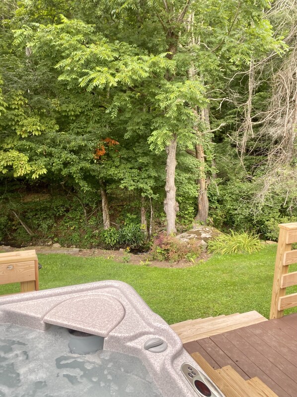 Outdoor spa tub - Creekside home with hot tub within 30 mins to Asheville (Burnsville)