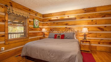 Cabaña, 1 cama King size y sofá cama, chimenea | 1 habitación, decoración personalizada y muebles diferentes