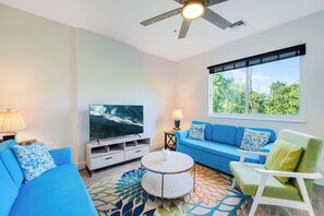 Smart TV, foosball, table tennis, books