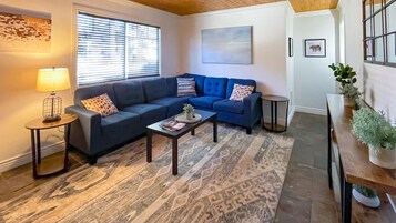 Bedroom, 1 Bath, Full Kitchen | Living area | TV